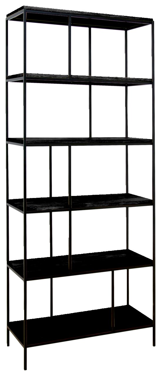Schwarzes Metallregal MEMPHIS mit fünf Ebenen, seitliche Perspektive