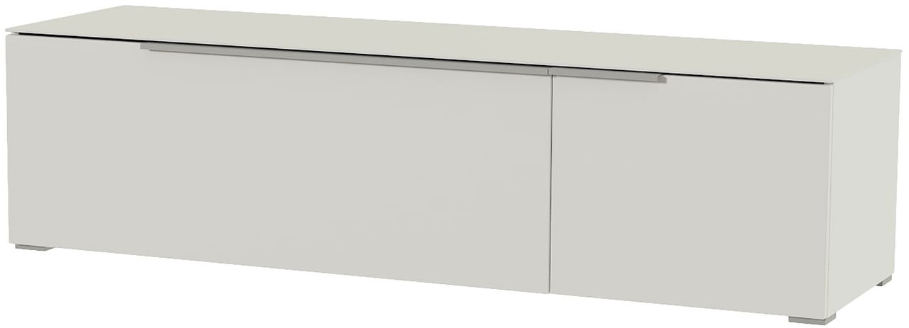 Modernes TV-Lowboard in Weiß, frontal betrachtet