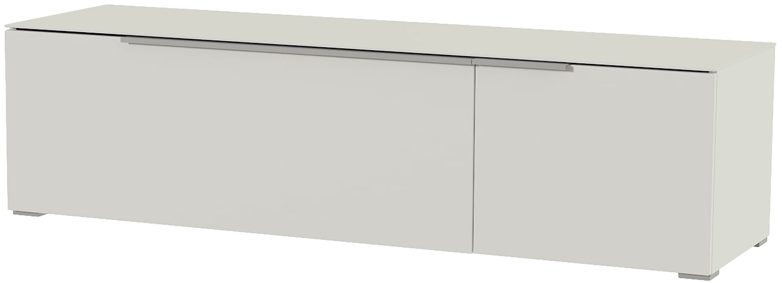 Modernes TV-Lowboard in Weiß, frontal betrachtet