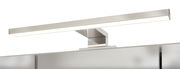 Moderne LED-Leuchte auf einem Spiegelschrank, seitliche Perspektive