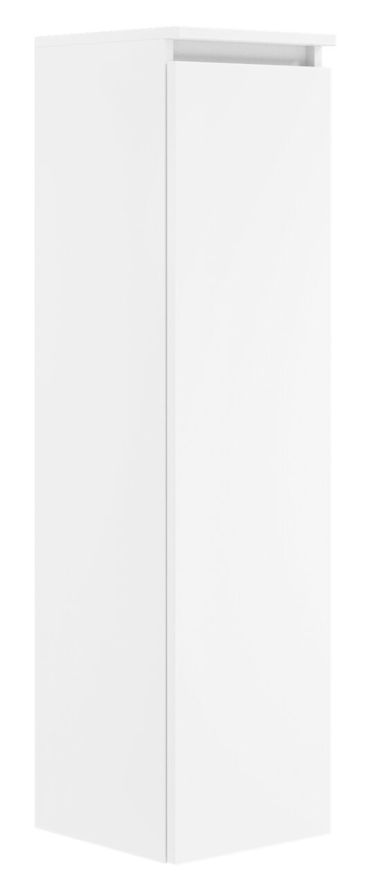 Weißer, moderner Badschrank aus der Serie NEXT4YOU von Puris, seitliche Perspektive