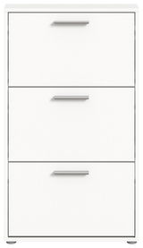 Weißer Schuhkipper mit drei Klappen, frontal abgebildet