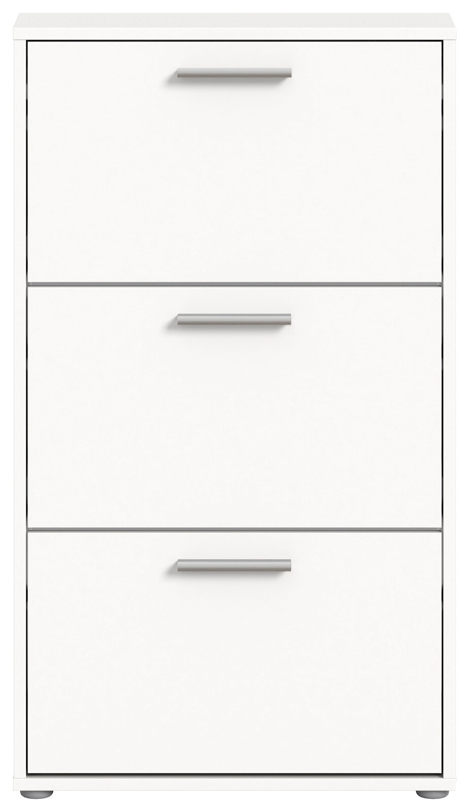 Weißer Schuhkipper mit drei Klappen, frontal abgebildet