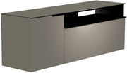 Moderano Hänge-Lowboard Serie BORMIO in seitlicher Perspektive, modernes Design in Grau mit offener Ablage.