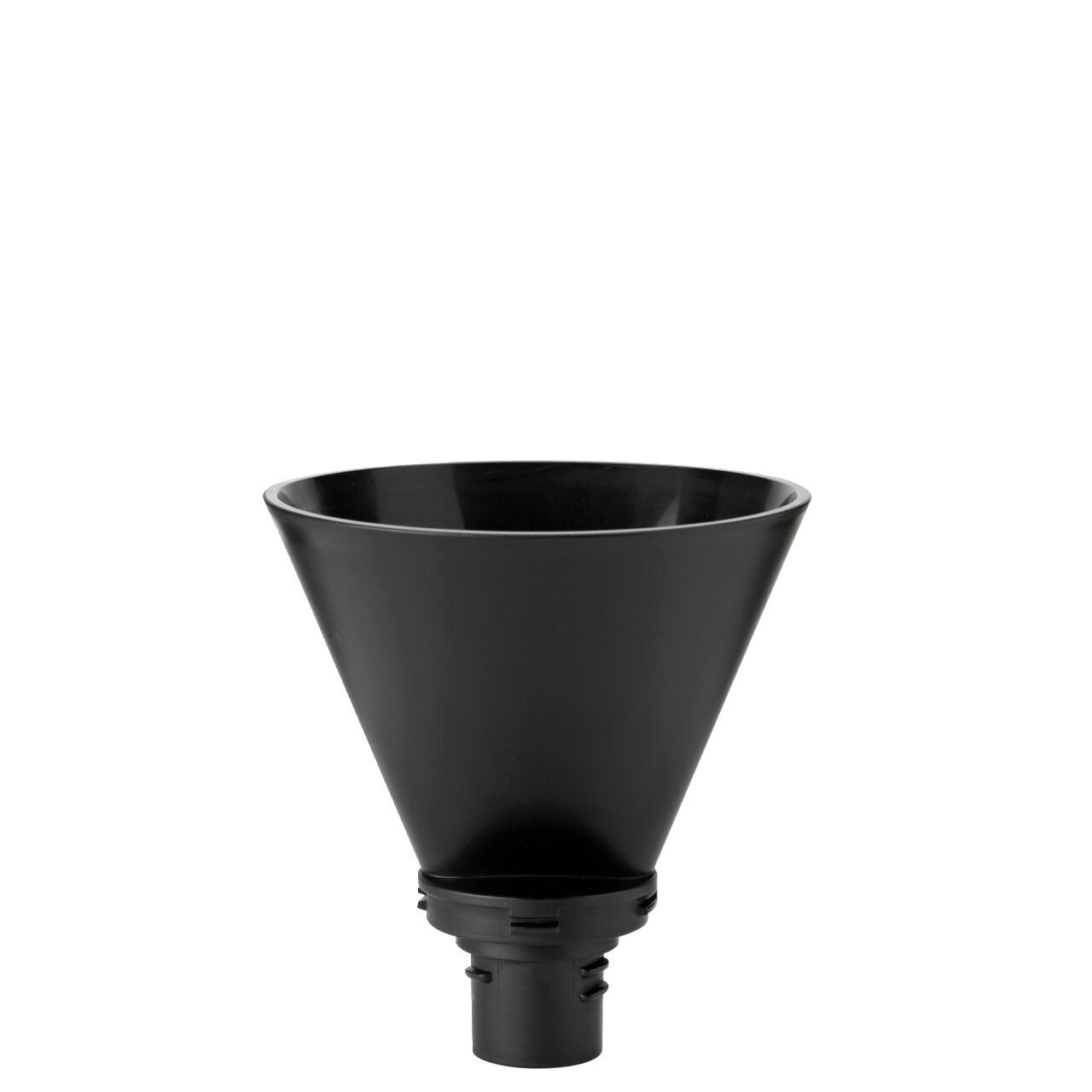 Schwarzer Filterhalter in konischer Form, frontal abgebildet, passend für Stelton Isolierkannen.