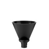 Schwarzer Filterhalter in konischer Form, frontal abgebildet, passend für Stelton Isolierkannen.