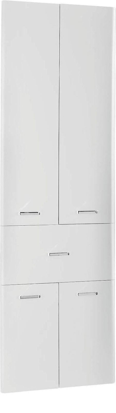 XORA Hochschrank PIOLO Hochschrank in weißer Farbe mit mehreren Türen und Griffen, Frontalansicht