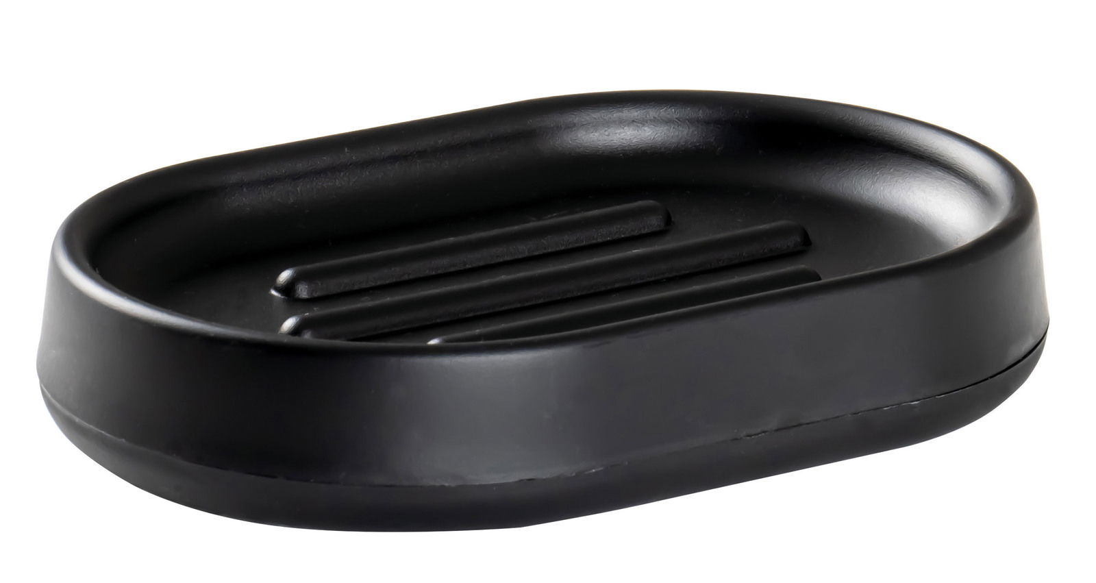 Schwarze Seifenschale Kira aus seitlicher Perspektive
