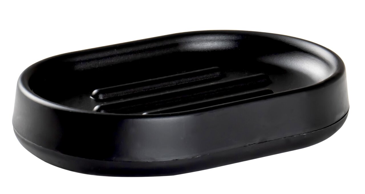 Sadena Seifenschale KIRA Schwarze Seifenschale Kira aus seitlicher Perspektive