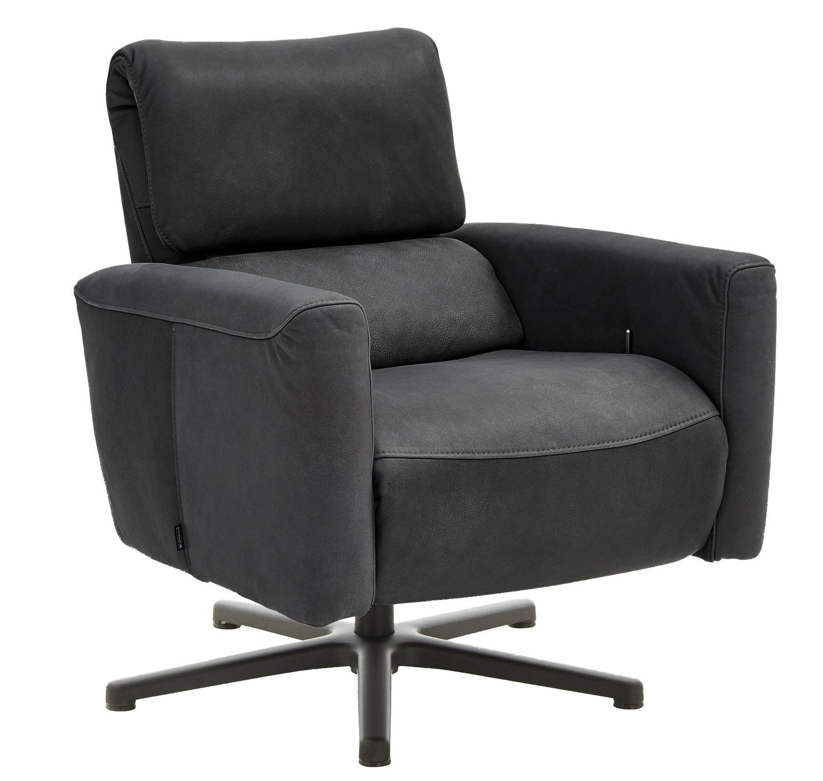 Musterring Relaxsessel MR 261 Moderner schwarzer Relaxsessel mit drehbarem Fuß, seitliche Perspektive