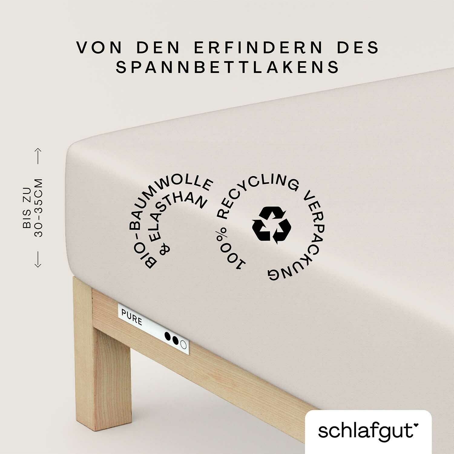 Spannbettlaken aus Bio-Baumwolle und Elasthan, verpackt in 100% Recyclingmaterial, Seitenansicht