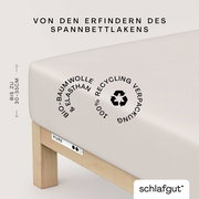 Spannbettlaken aus Bio-Baumwolle und Elasthan, verpackt in 100% Recyclingmaterial, Seitenansicht