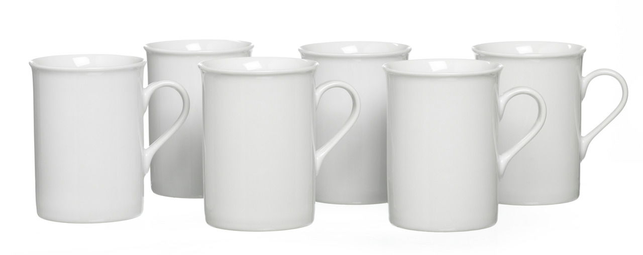 Ritzenhoff & Breker Kaffeebecher 6er Set BIANCO Sechs weiße Kaffeebecher Bianco, 300ml, frontal angeordnet.