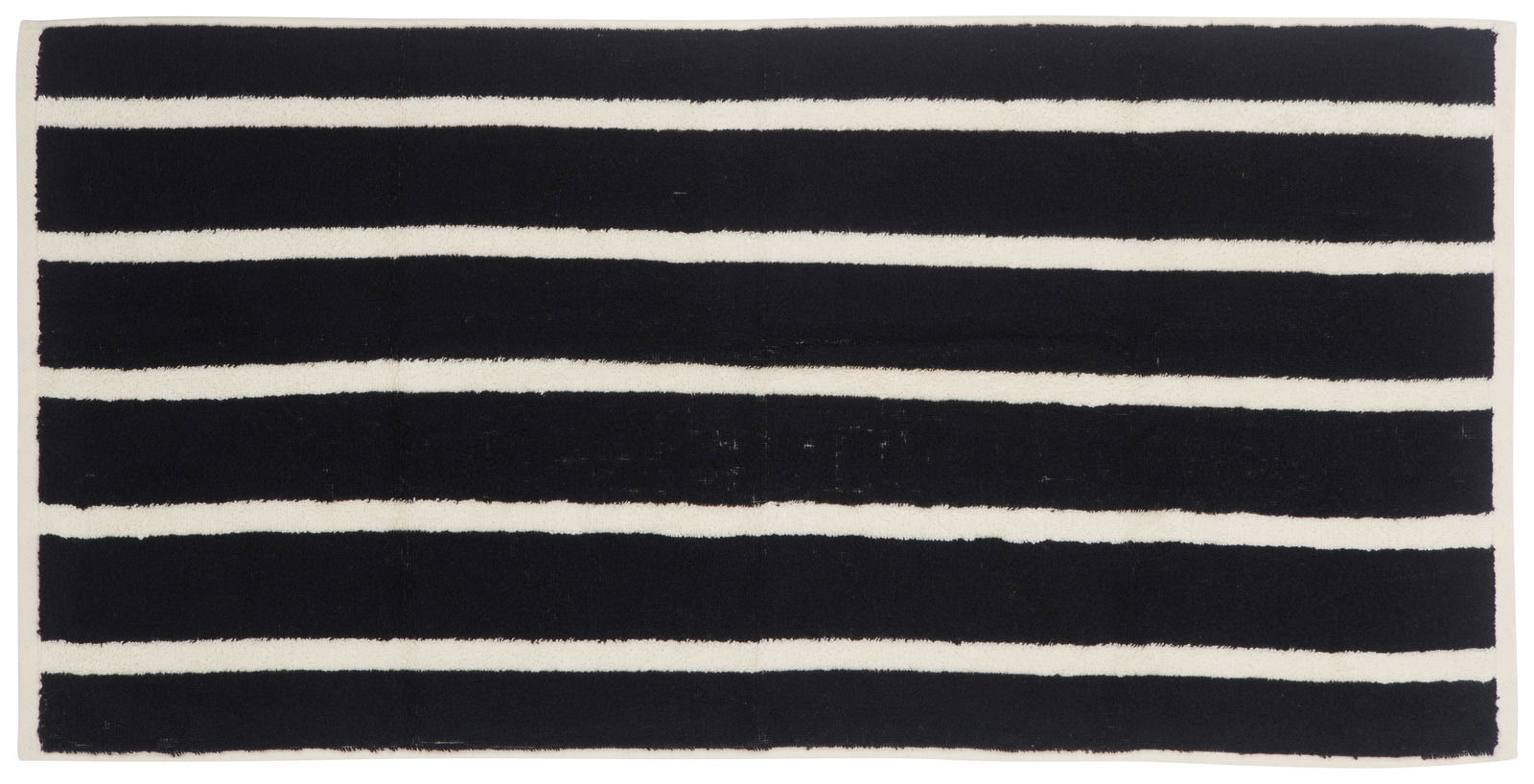 Schwarz-weiß gestreiftes Handtuch in Draufsicht