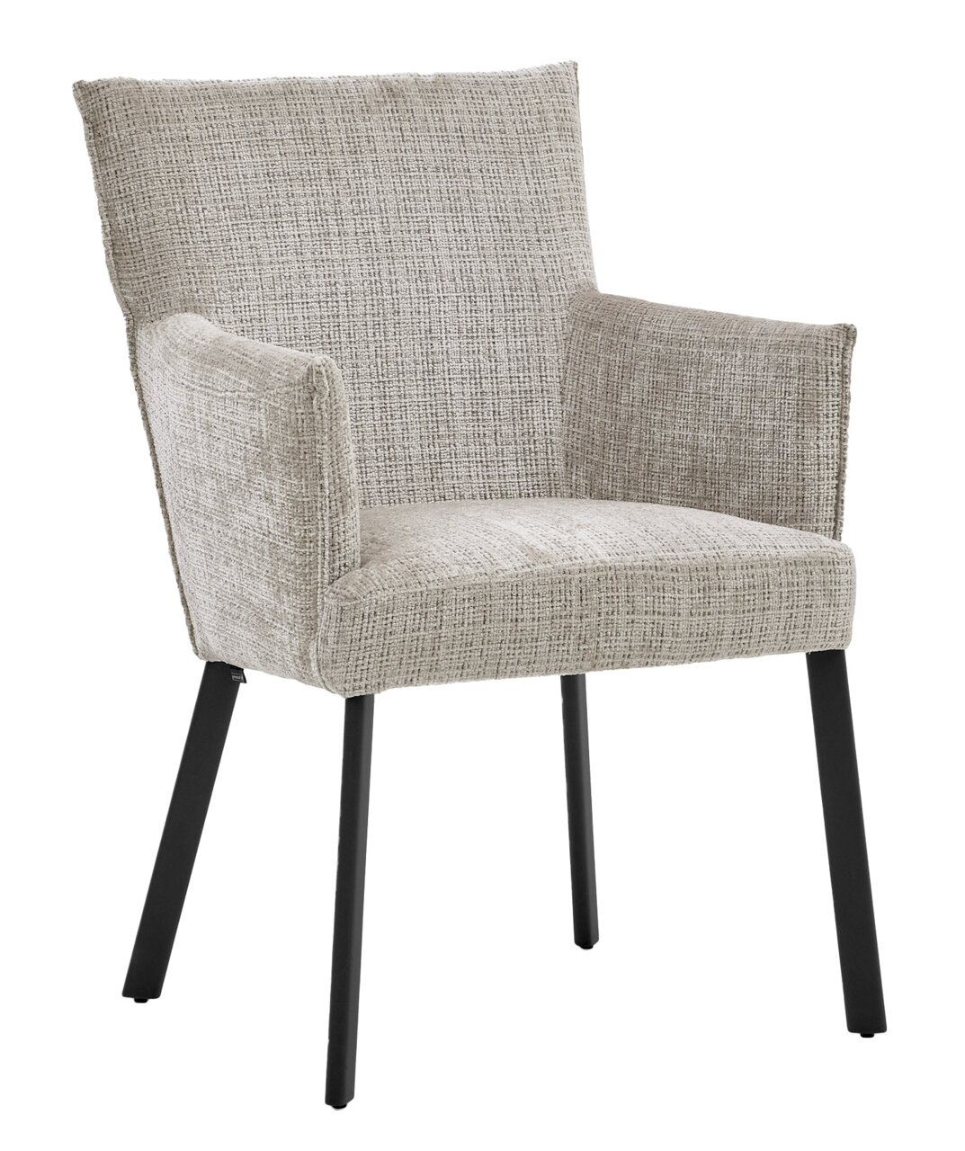 Musterring Armlehnstuhl MR NILAN Beiger Armlehnstuhl mit schwarzem Metallgestell, seitliche Perspektive
