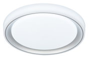Runde LED-Deckenleuchte in Weiß, seitliche Perspektive