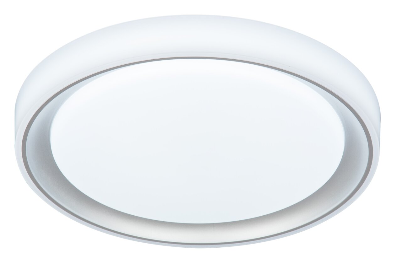 Runde LED-Deckenleuchte in Weiß, seitliche Perspektive