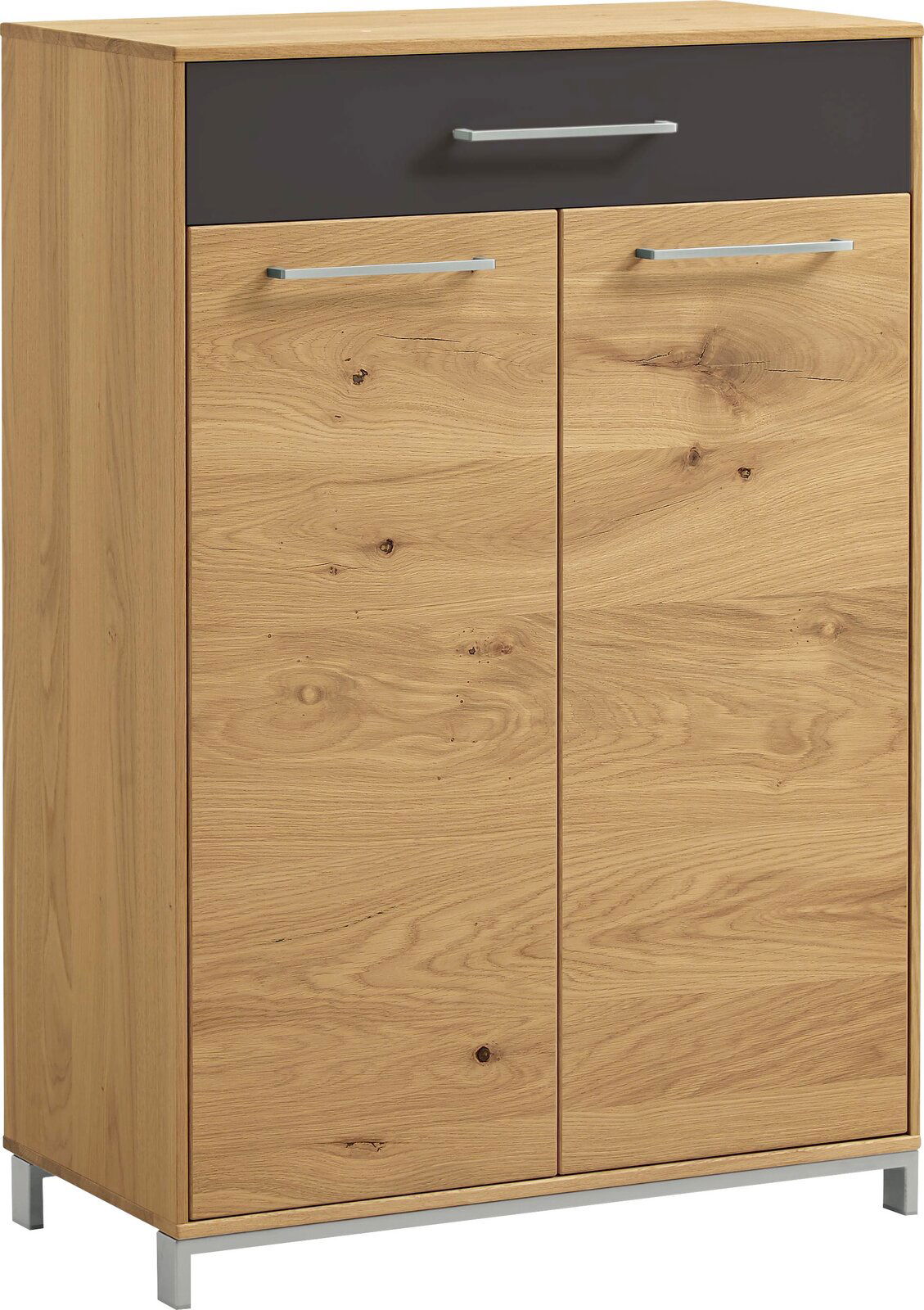 VOSS Schuhschrank VEDO Schuhschrank aus Holz mit zwei Türen und einer Schublade, Frontansicht