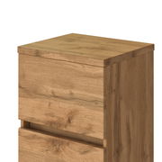 Holz-Unterschrank mit zwei Schubladen, Perspektive von vorne rechts