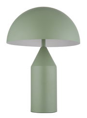 Grüne Tischleuchte ATOMA mit halbrundem Schirm, seitliche Perspektive