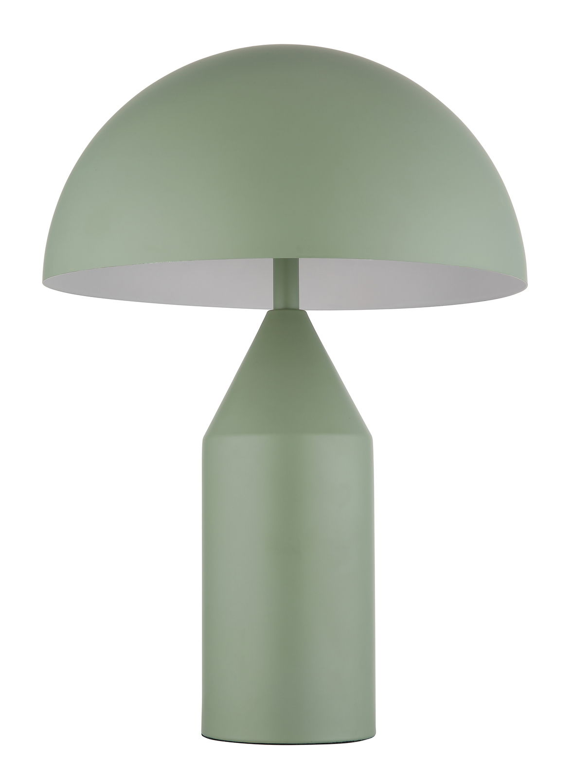 Grüne Tischleuchte ATOMA mit halbrundem Schirm, seitliche Perspektive