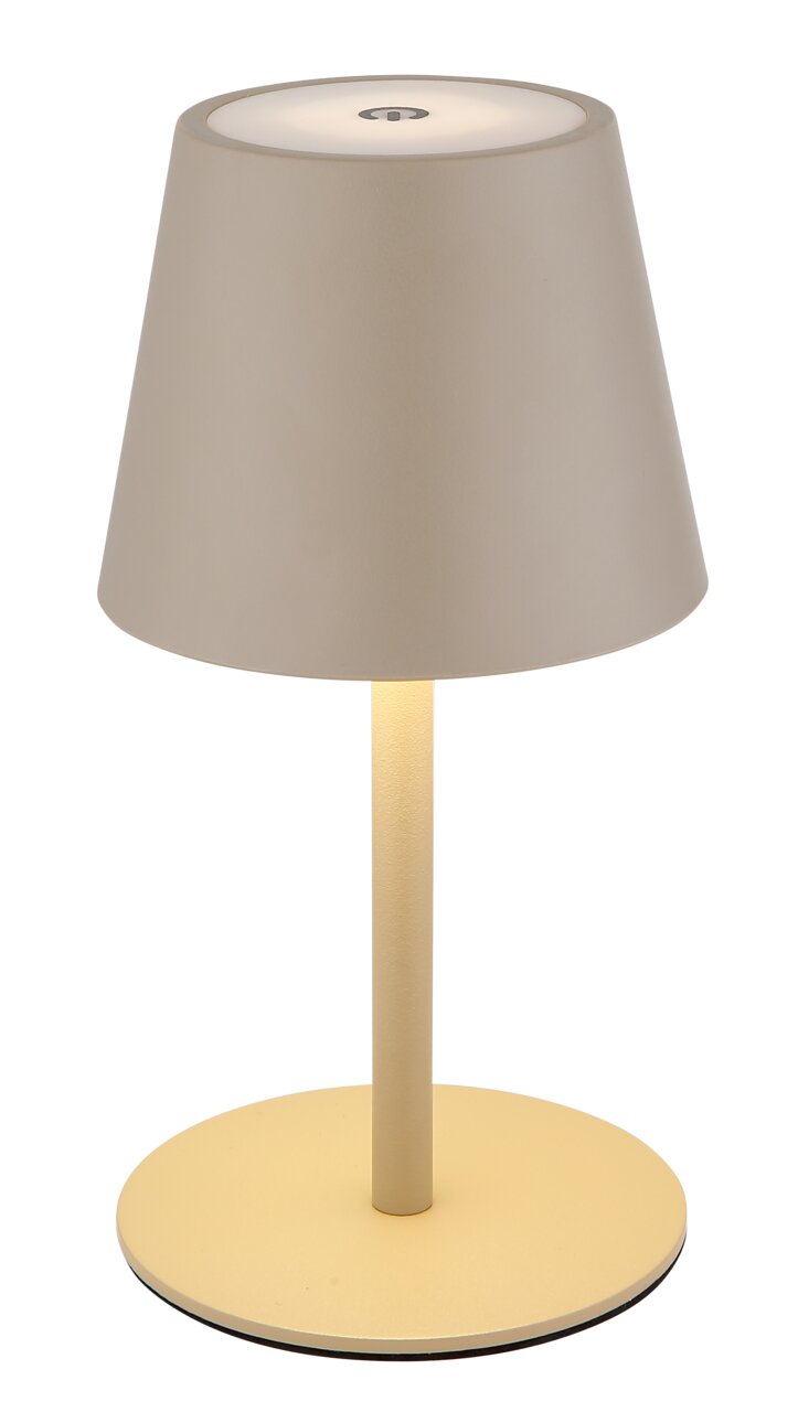 VANNIE 3 accu-tafellamp in beige, zijaanzicht