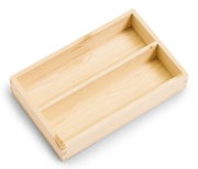 Holz-Allzweckkiste mit zwei Fächern, aus der Vogelperspektive fotografiert