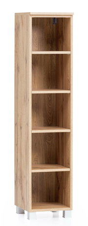 Holzregal mit fünf offenen Fächern, frontale Perspektive