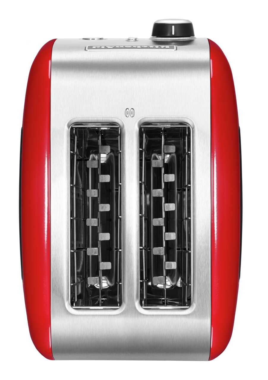 Roter Kitchen Aid 2-Scheiben-Toaster aus der Vogelperspektive