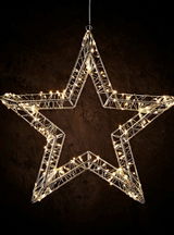 LED-Stern 38cm aus Metall mit warmweißen Lichtern, frontal betrachtet