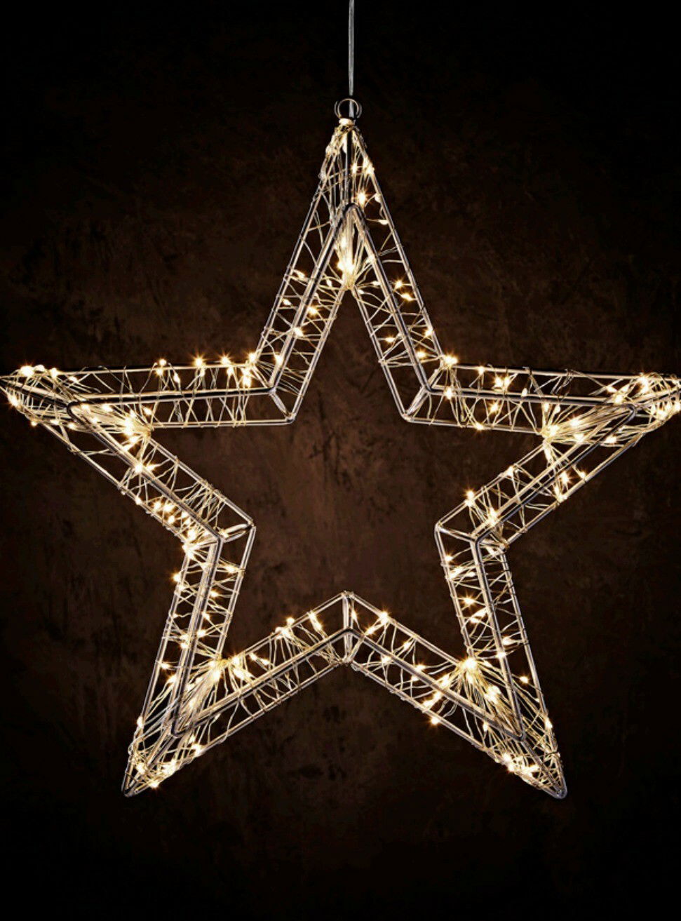 X-Mas Art Collection LED-Stern 38cm LED-Stern 38cm aus Metall mit warmweißen Lichtern, frontal betrachtet