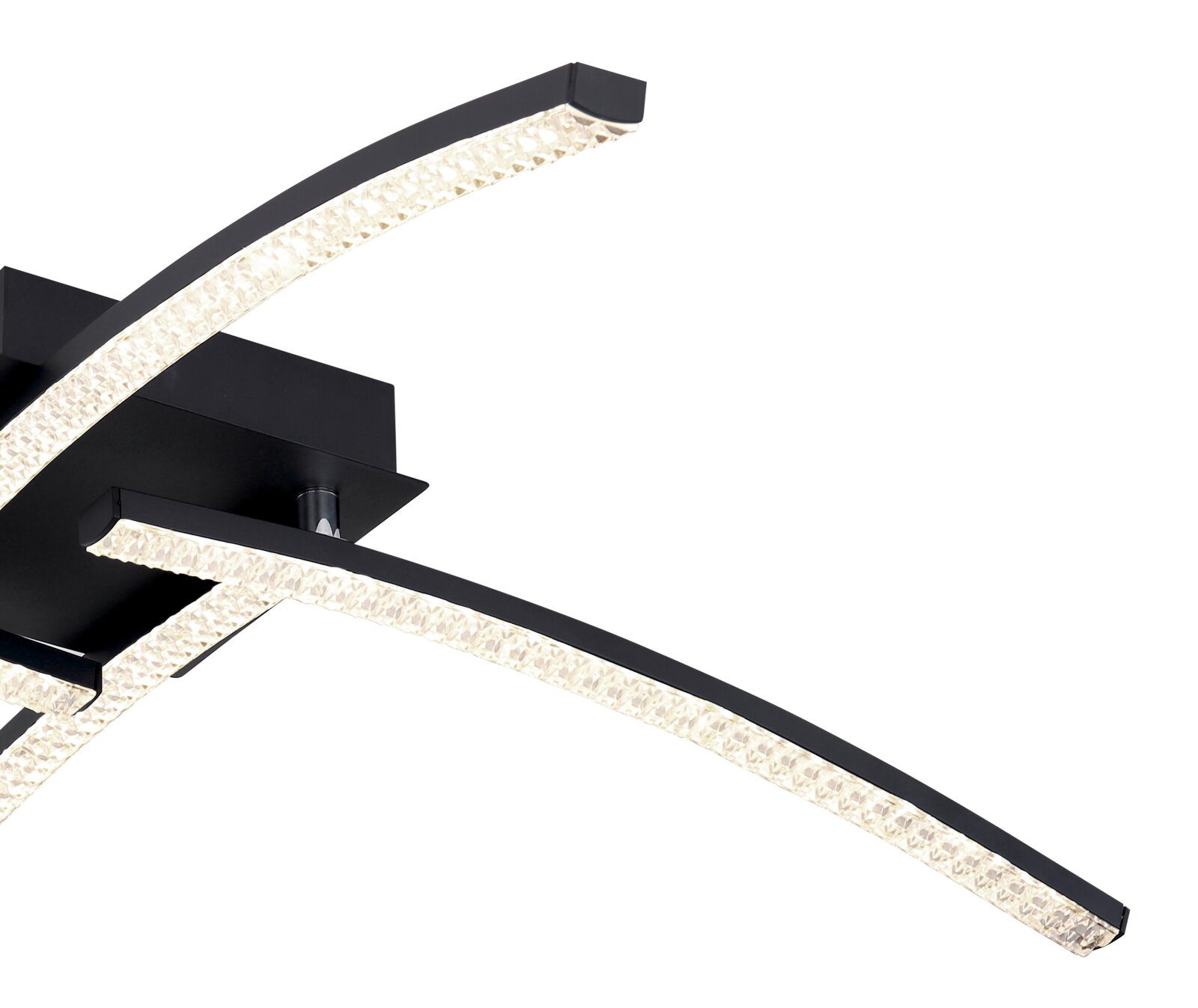 Moderne LED-Deckenleuchte Alois mit geschwungenen Armen, seitliche Perspektive