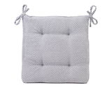 Graues Sitzkissen 40x40x4cm mit strukturierter Oberfläche und Schleifen an den Ecken, Vorderansicht