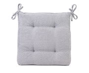 Graues Sitzkissen 40x40x4cm mit strukturierter Oberfläche und Schleifen an den Ecken, Vorderansicht