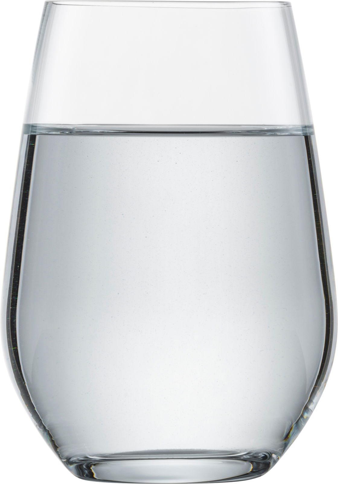 SCHOTT ZWIESEL Universalbecher Forte VINA Ein transparenter Universalbecher Forte, halb gefüllt mit Wasser, aus der Seitenperspektive fotografiert.