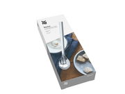 Verpackung eines Latte Macchiato-Löffels der Marke Nuova, frontal fotografiert, mit Abbildung eines Löffels und einer Tasse Kaffee.