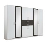 8-türiger Drehtürenschrank mit Spiegeln und Schubladen, Frontalansicht