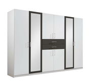 8-türiger Drehtürenschrank mit Spiegeln und Schubladen, Frontalansicht