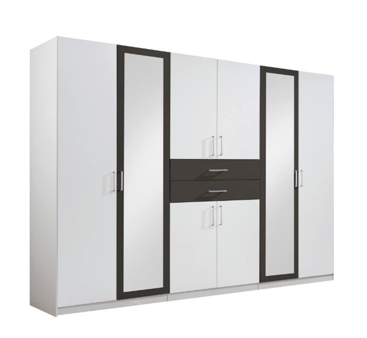 Z2 Drehtürenschrank 8-türig DIVER 8-türiger Drehtürenschrank mit Spiegeln und Schubladen, Frontalansicht