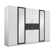 8-türiger Drehtürenschrank mit Spiegeln und Schubladen, Frontalansicht