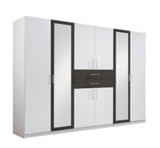 8-türiger Drehtürenschrank mit Spiegeln und Schubladen, Frontalansicht