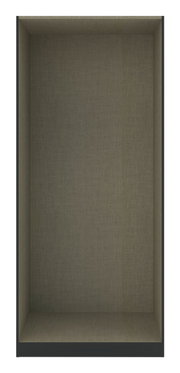 Vorderansicht eines leeren Kleiderschrank-Korpus in neutralem Farbton, geeignet für vielseitige Einrichtungsmöglichkeiten.