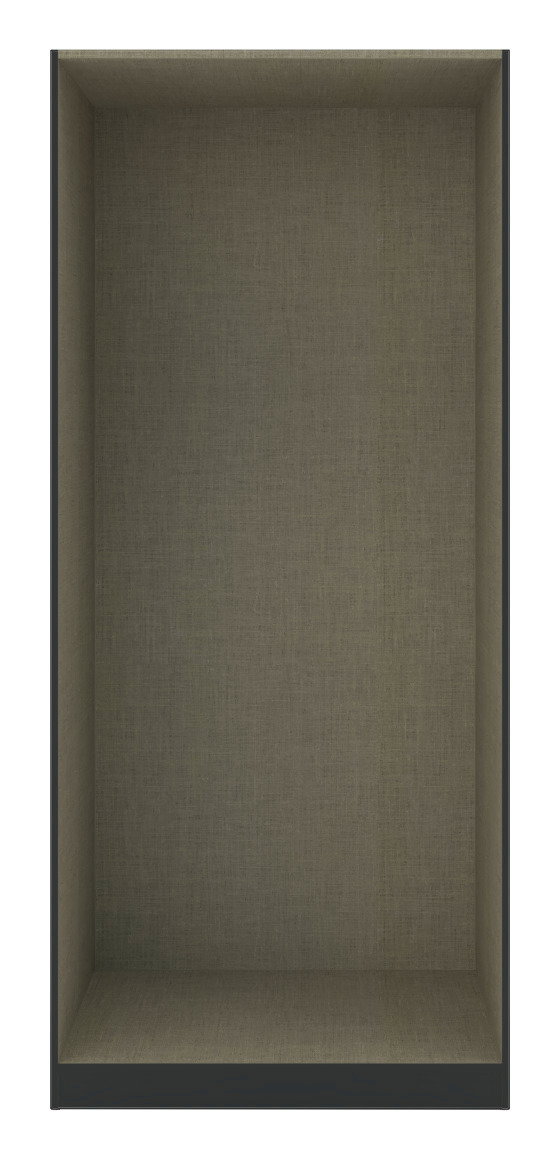 Vorderansicht eines leeren Kleiderschrank-Korpus in neutralem Farbton, geeignet für vielseitige Einrichtungsmöglichkeiten.