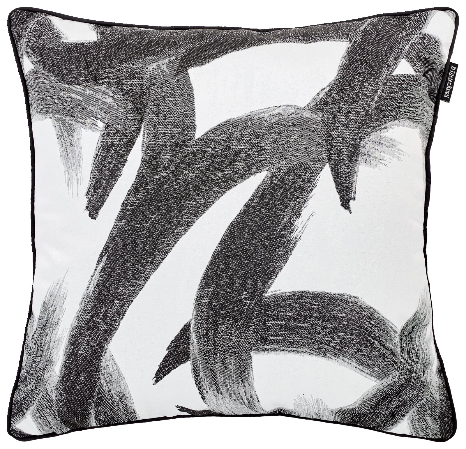 Dieter Knoll Kissenhülle Kissenhülle mit abstraktem schwarz-weißem Pinselstrichmuster, Vorderansicht