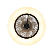 Plafondventilator met verlichting, gezien van onderaf