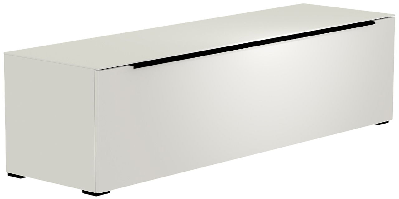 Moderano TV-Lowboard BORMIO Weißes TV-Lowboard aus seitlicher Perspektive