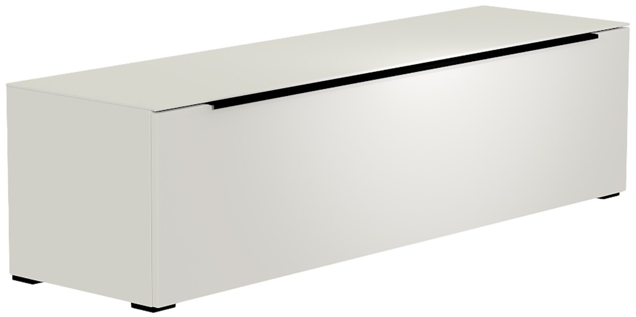 Moderano TV-Lowboard BORMIO Weißes TV-Lowboard aus seitlicher Perspektive