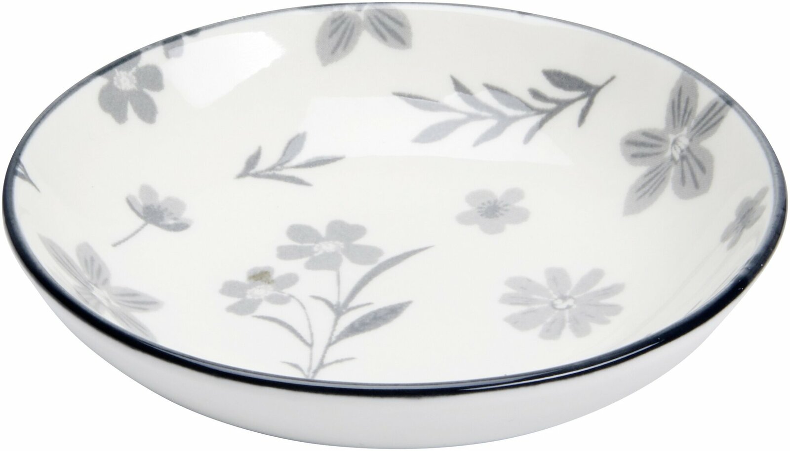 Ritzenhoff & Breker Schale flach SENDAI Schale Sendai Blume 10,3cm mit grauem Blumenmuster, seitliche Perspektive