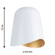 Witte decoratieve parasol Alvaro met gouden binnenkant, zijaanzicht, hoogte 17 cm, diameter 144 mm