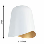 Weißer Dekoschirm Alvaro mit goldener Innenseite, seitliche Perspektive, Höhe 17 cm, Durchmesser 144 mm